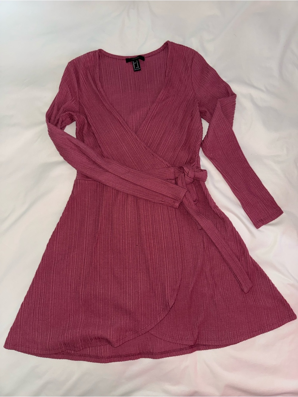 Forever 21 Mauve Ribbed Wrap Dress